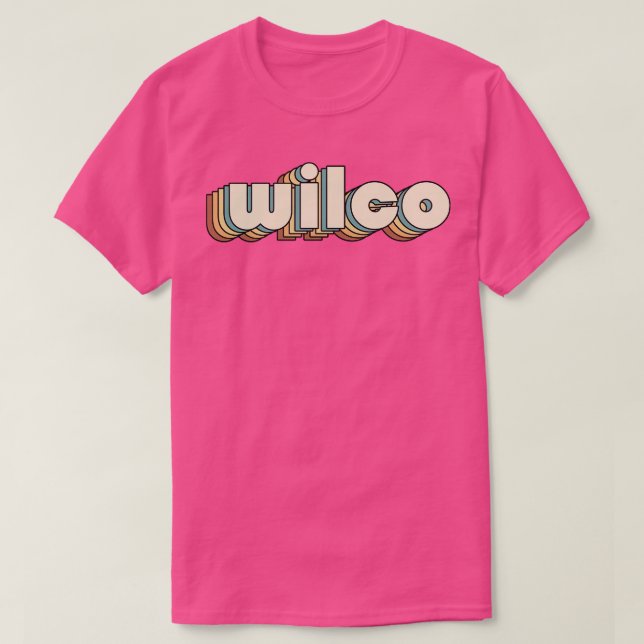Camiseta Estilo de Tipografia do Arco-Íris Wilco Retro 70s (Frente do Design)