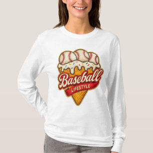 Camiseta Estilo de Vida de Beisebol Cone de Sorvete Esporte