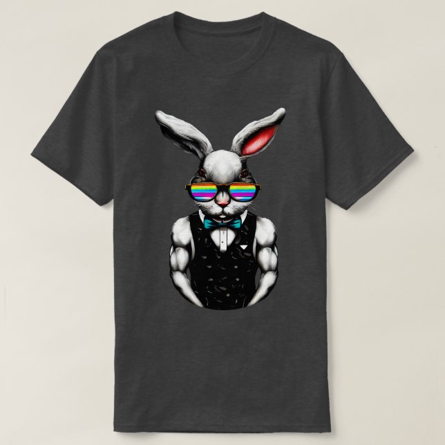 Camiseta Estilo de vida de coelho branco (Frente do Design)