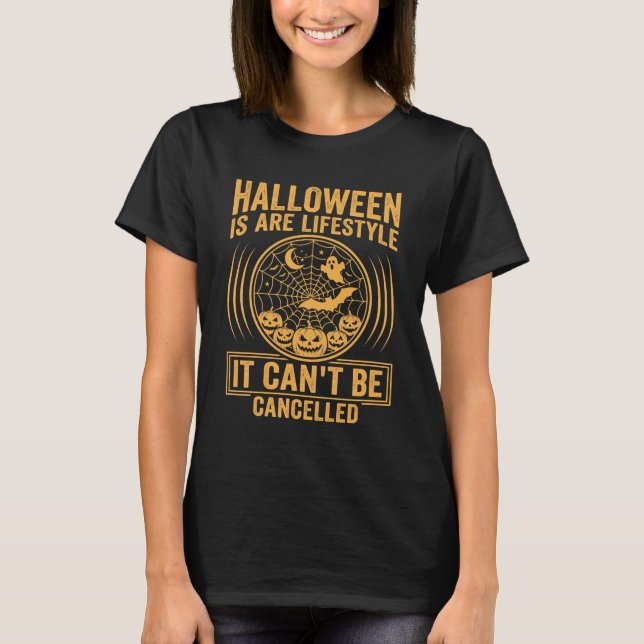 Camiseta Estilo de vida de Halloween Morcego Teia de Aranha (Frente)