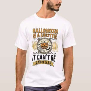 Camiseta Estilo de vida de Halloween Tipografia de Abóbora 