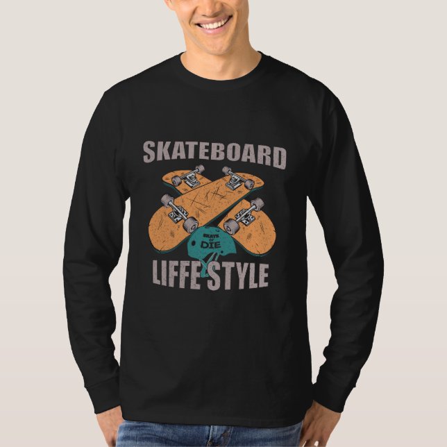 Camiseta estilo de vida de skate retro skateboarding (Frente)