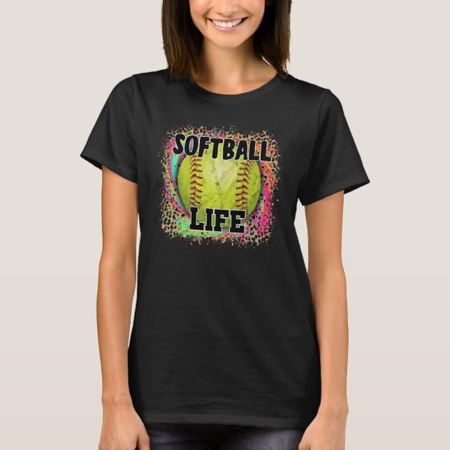 Camiseta Estilo de Vida do Softball Colo Corante Leopardo I (Frente)
