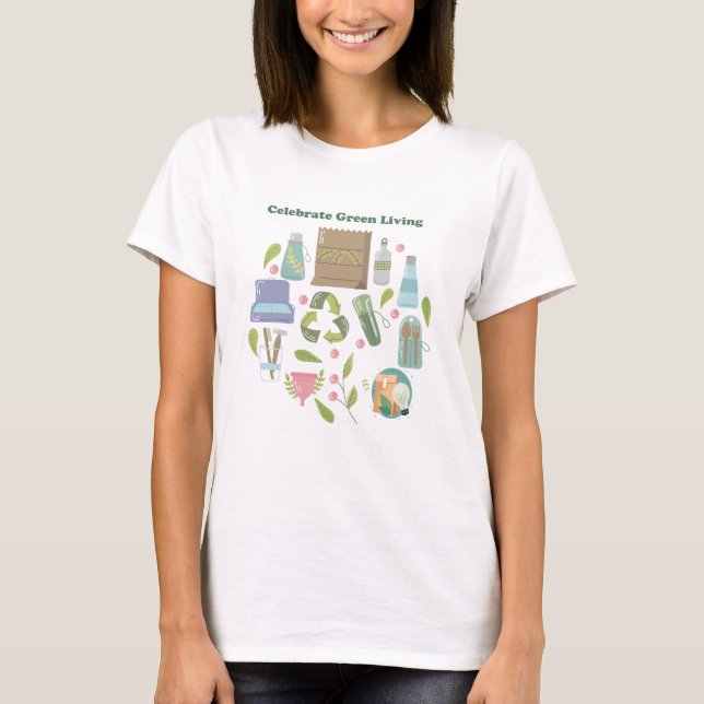 Camiseta Estilo de vida vegetariano e presente ecológico (Frente)