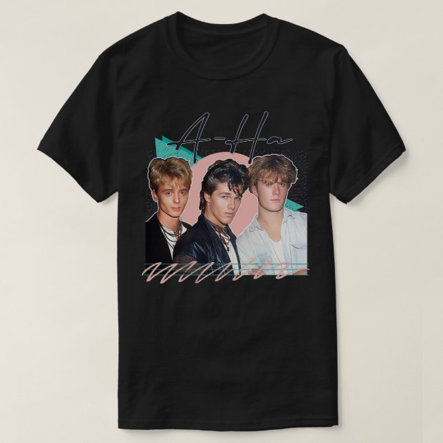 Camiseta Estilo de Vintage 80s AHa Design 1 (Frente do Design)