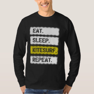 Camiseta Estilo de Vintage Comer Gatinho Dormindo Repetir K