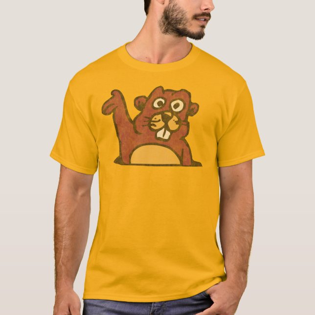 Camiseta Estilo de Vintage - Gopher de Onda Distante (Frente)