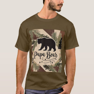 Camiseta Estilo de Vintage Rustic Papa Bear Silhouette ao E