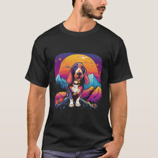 Camiseta Estilo de Vintagem do Cachorro Basset