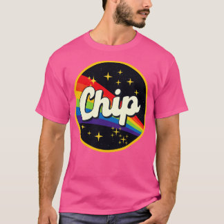 Camiseta Estilo De Vintagem Do Chip Rainbow No Espaço