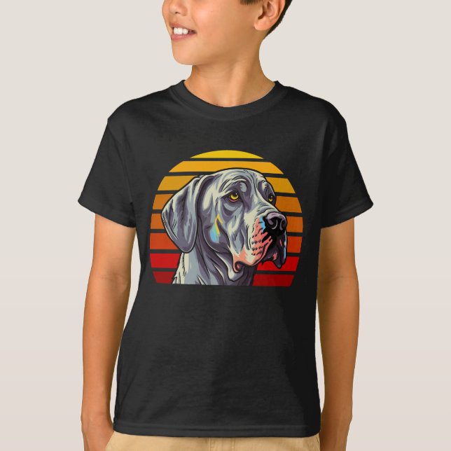 Camiseta Estilo de Vintagem Retro Sunset Grande Dane (Frente)