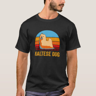 Camiseta Estilo de Vintagem Retroativo Cão Maltês Sunset