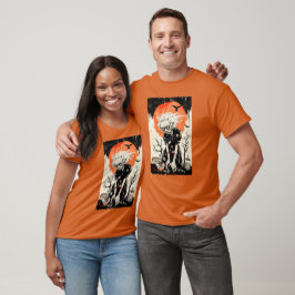 Camiseta Estilo de Woodblock de bruxas bruxas do Halloween