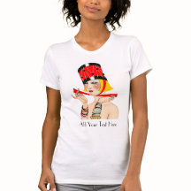 Estilo Deco Personalizado t-shirt feminina de 1930