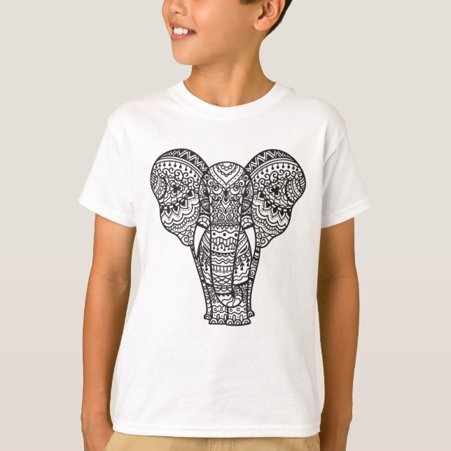 Camiseta Estilo decorativo do elefante (Frente)