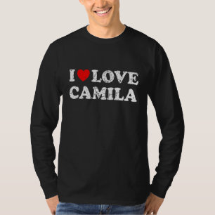 Camiseta Estilo Desgastado Grunge Angustiado Eu Amo Camila
