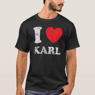 Camiseta Estilo Desgastado Grunge Angustiado Eu Amo Karl