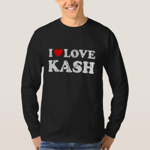 Camiseta Estilo Desgastado Grunge Angustiado Eu Amo Kash