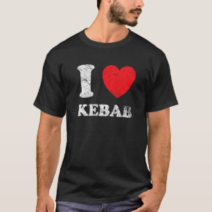 Camiseta Estilo Desgastado Grunge Angustiado Eu Amo Kebab