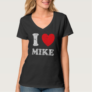 Camiseta Estilo Desgastado Grunge Angustiado Eu Amo Mike