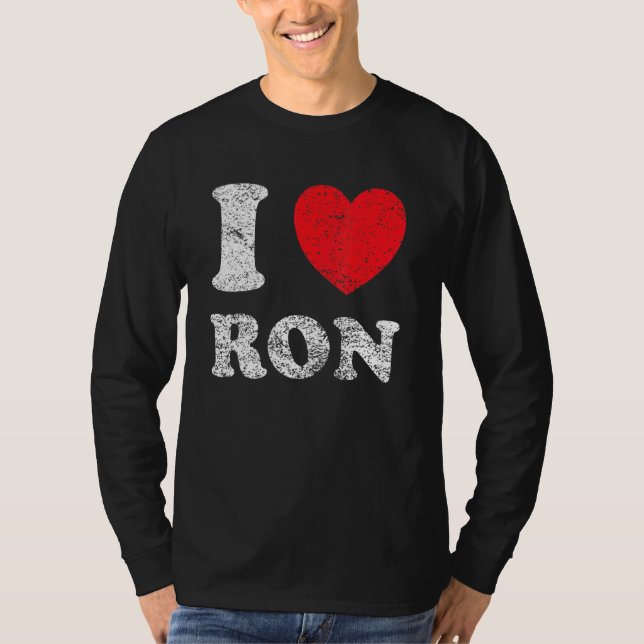Camiseta Estilo Desgastado Grunge Angustiado Eu Amo Ron (Frente)