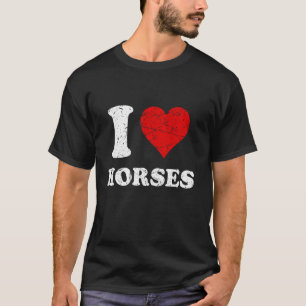 Camiseta Estilo Desgastado Grunge Eu Amo Cavalos