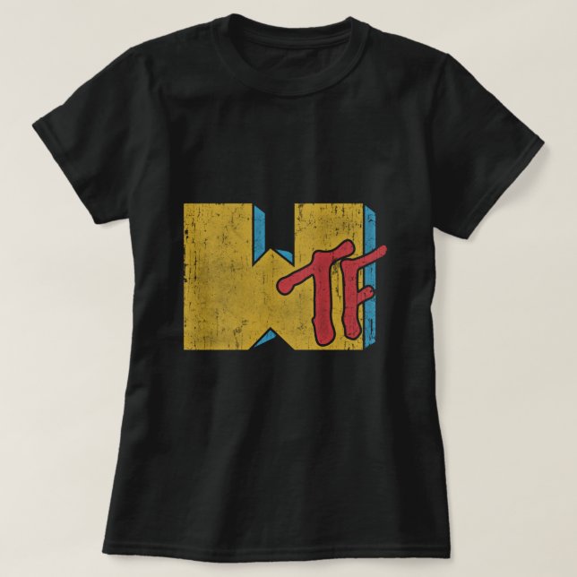 Camiseta Estilo distorcido do logotipo Mtv WTF (Frente do Design)