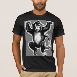 Camiseta Estilo do adesivo dançante macaco - Gráfico preto 