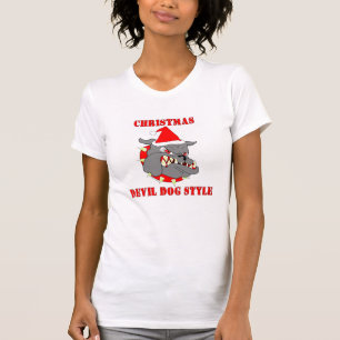 Camiseta Estilo do cão de diabo do Natal do Corpo do