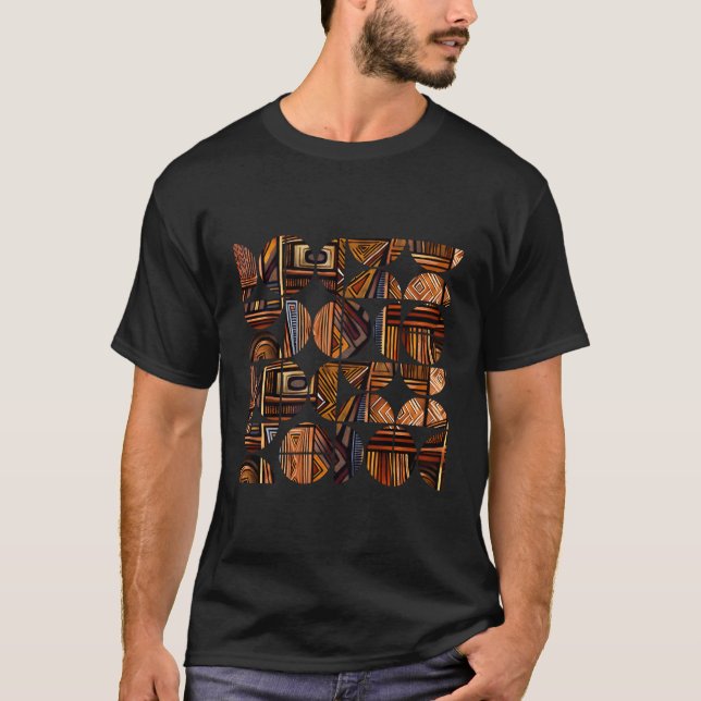 Camiseta Estilo do Círculo Geométrico de Padrão Africano Af (Frente)