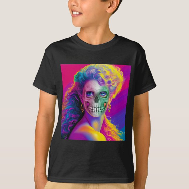 CAMISETA ESTILO DO CRÂNIO COLORIDO MODERNO (Frente)