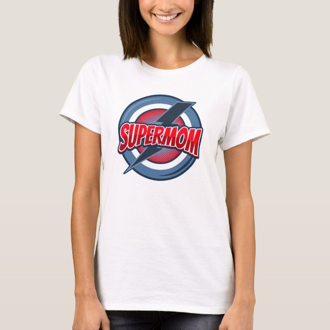 Camiseta Estilo do logotipo retro da Super Mãe (Frente)