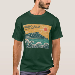 Camiseta Estilo do Médio do Século de Retrô Honolulu Oahu D