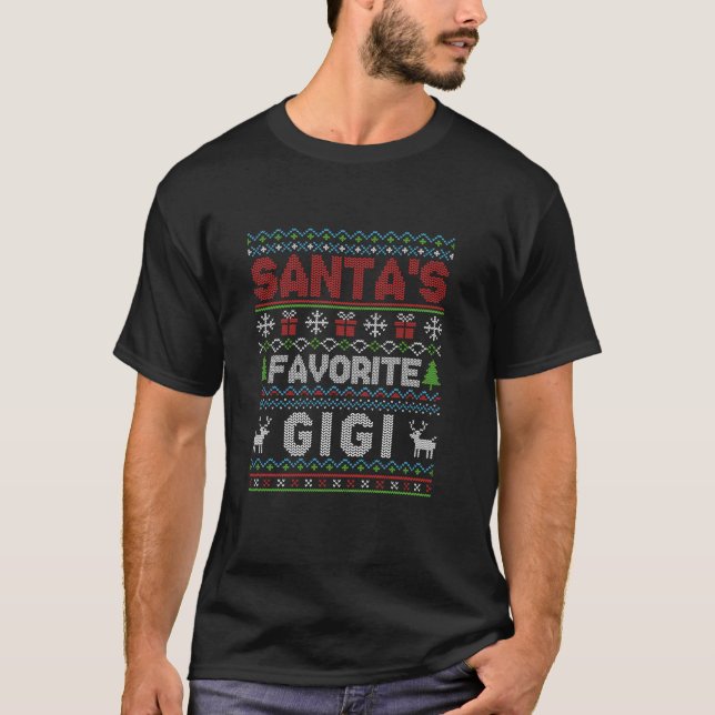 Camiseta Estilo doce de Natal Feio Favoritos de Papais noei (Frente)