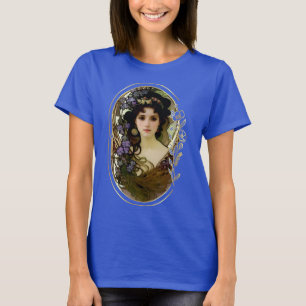 Camiseta Estilo Elegante Mucha Retrato de uma Bela Mulher