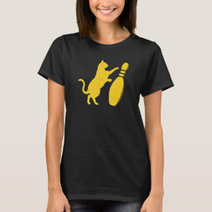Camiseta Estilo Enfrentado Gato Bonito A Derrubar A Boliche