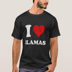 Camiseta Estilo Engraçado Desgastado Grunge Eu Amo Lhama