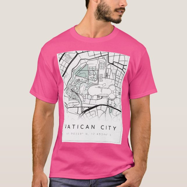 Camiseta Estilo Escandinavo do Mapa da Cidade do vaticano (Frente)