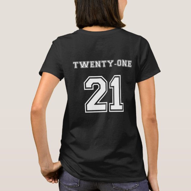 Camiseta Estilo Esportivo aniversário de 21 anos 21 de aniv (Verso)