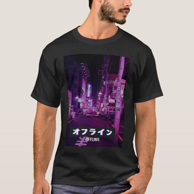 Camiseta Estilo estético Vaporwave Japão 80s Meme Sad Glitc (Frente)