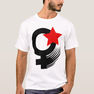 Camiseta Estilo feminista vermelho da ação no branco