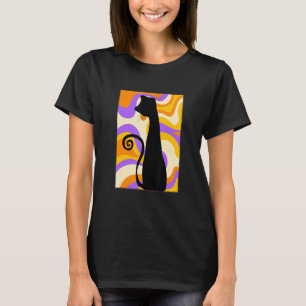 Camiseta Estilo Funky 60, Abs Preto de Gato Colorido
