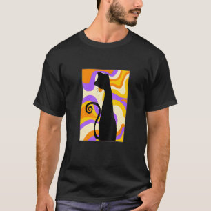 Camiseta Estilo Funky 60 S Estilo Preto Gato Colorido Abs d