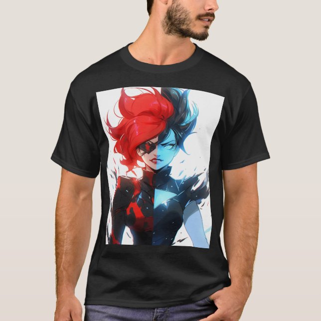 Camiseta Estilo Gado de Gelo Vermelho Azul (Frente)