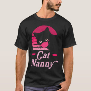 Camiseta Estilo Gato Vintage Cat Nanny 80s Gato Retro Distr