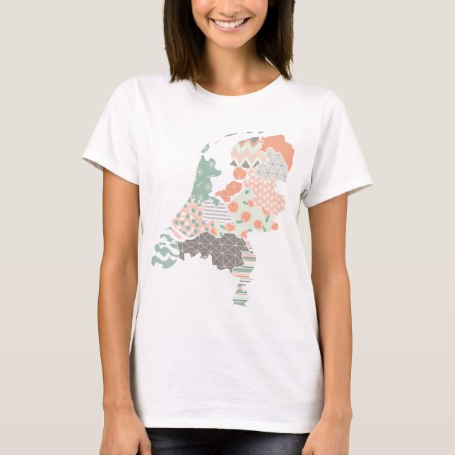 Camiseta Estilo geométrico dos retalhos do mapa da (Frente)