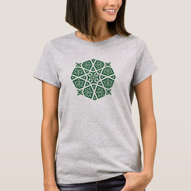 Camiseta Estilo Geométrico Oriental do Verde Árabe no Egito (Frente)