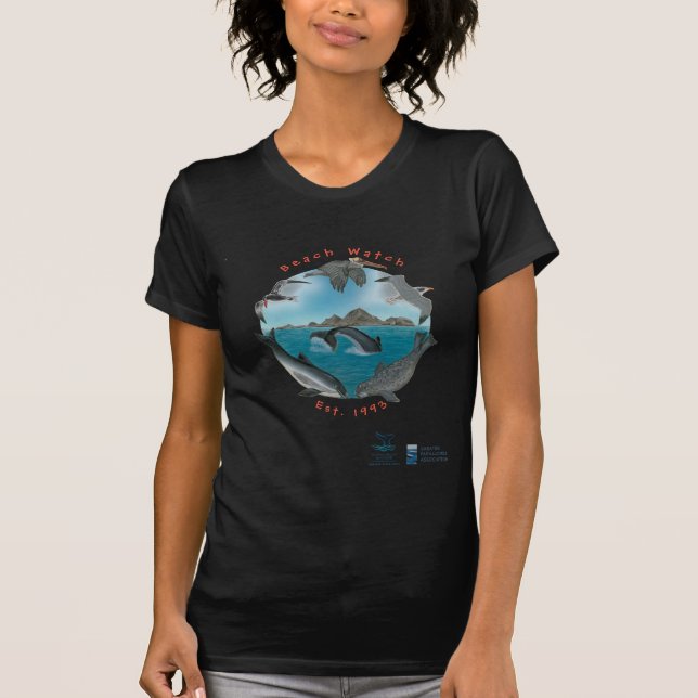 Camiseta Estilo GFNMS das mulheres do relógio da praia (Frente)