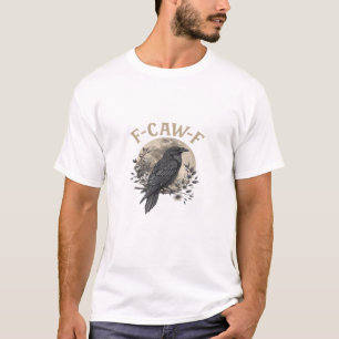 Camiseta Estilo Gráfico Divertido de Corvo com F Caw F