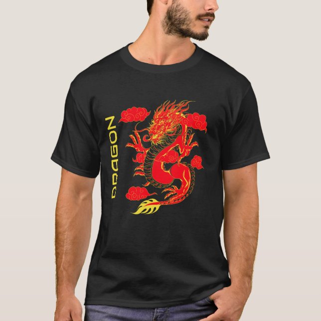 Camiseta Estilo Gráfico do Dragão Chinês (Frente)